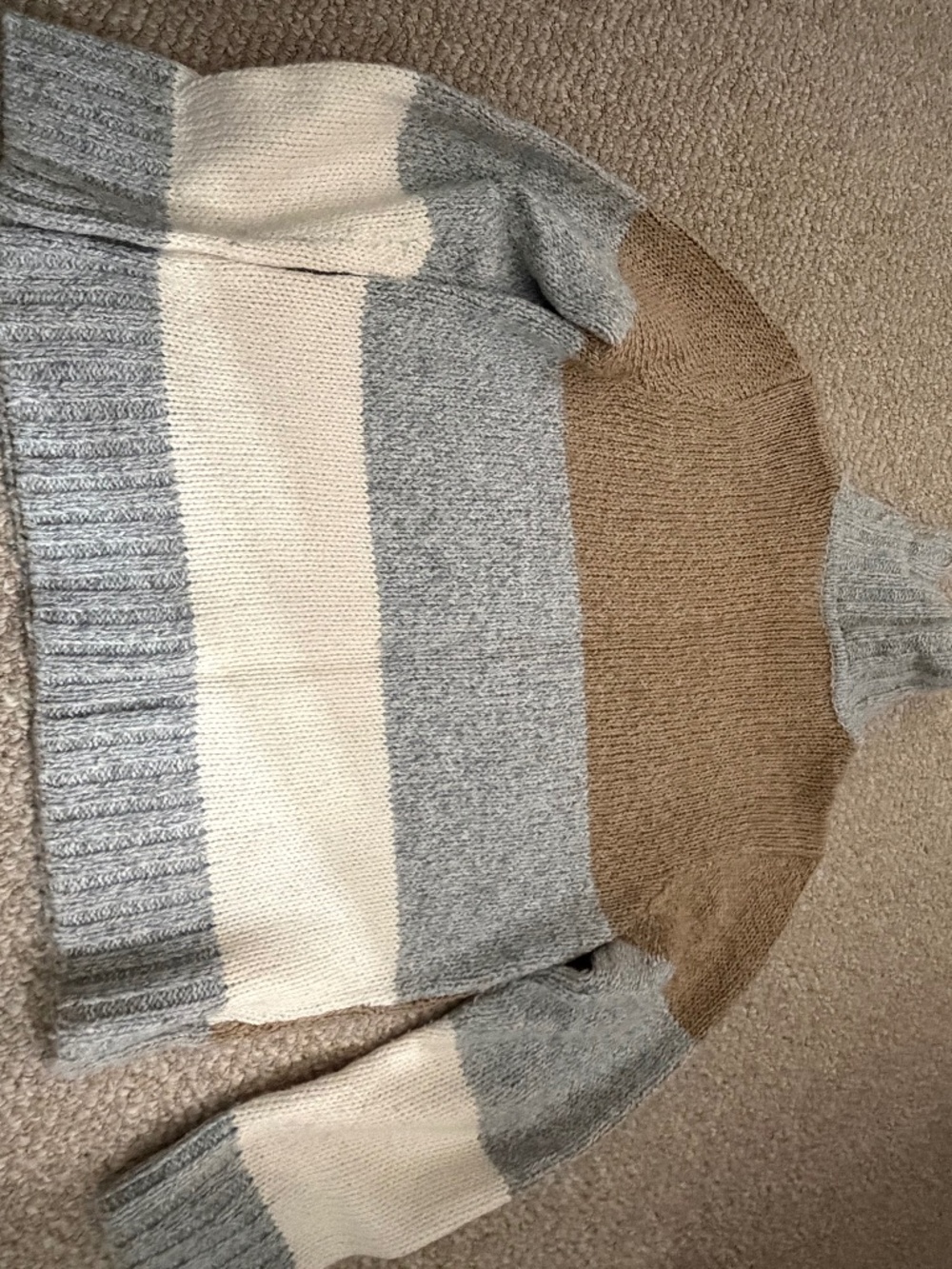 Liz Claiborne Colorblock Turtleneck Sweater Petite Small Grey Tan Cream